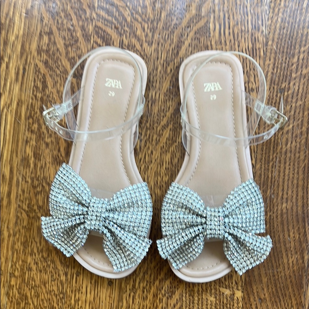 Zara Kids Silver Bow Sandals